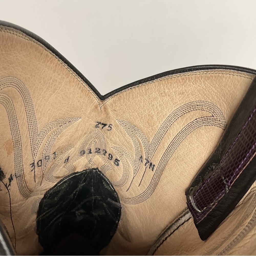 Vintage Larry Mahan Teju Lizard Cowgirl Boots | Purple | Women’s 7.5 B - Picture 3 of 16